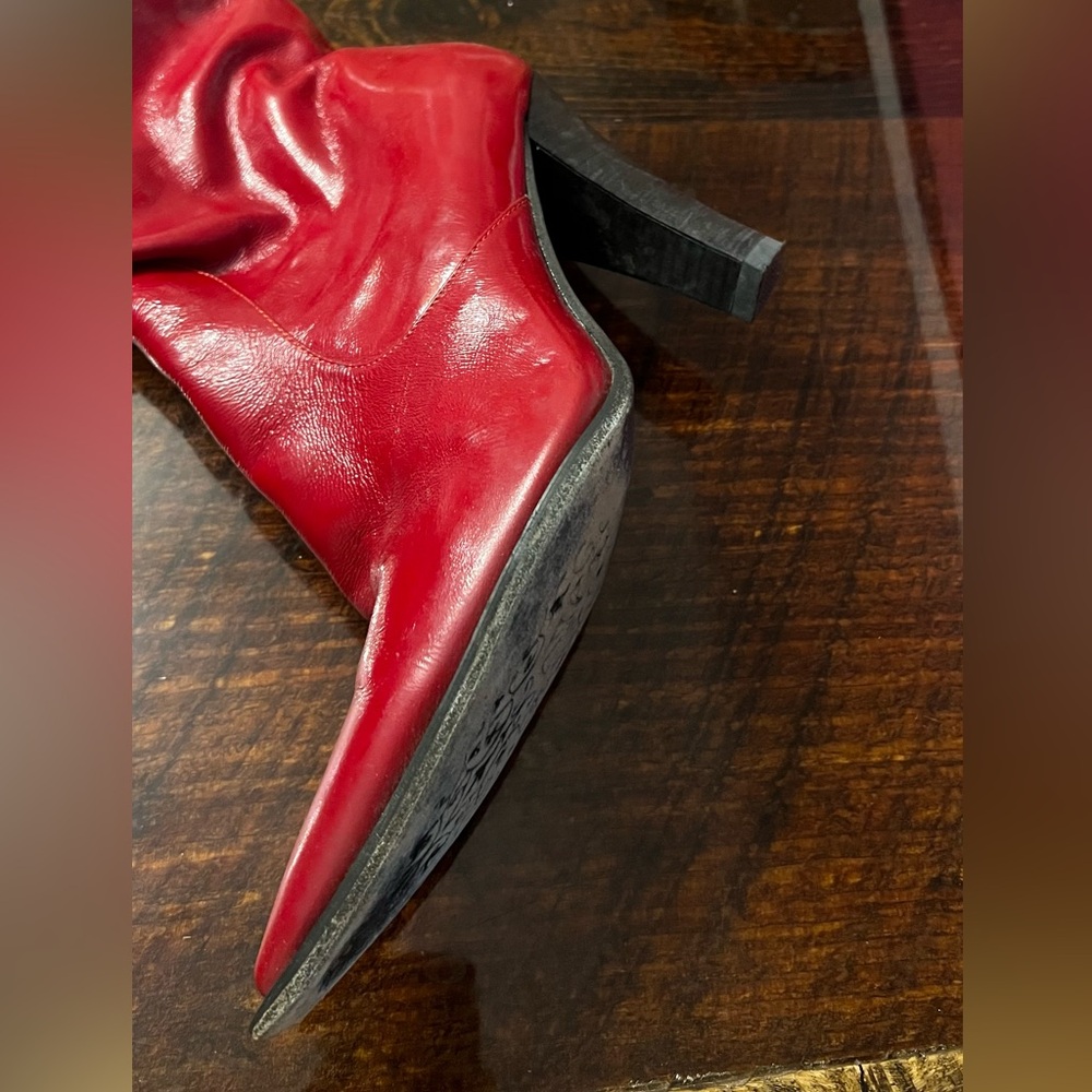 Red Studded Knee-High Boots - Picture 5 of 6